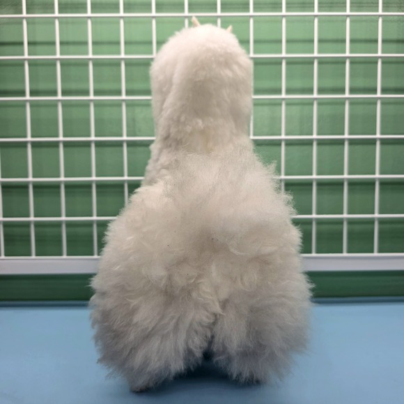 Alpaca Real Fur Plush, White, 14" Tall VERY SOFT Stuffed Animal Llama Figurine - Picture 3 of 9